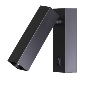 Square Head Wall Reading Light - Black